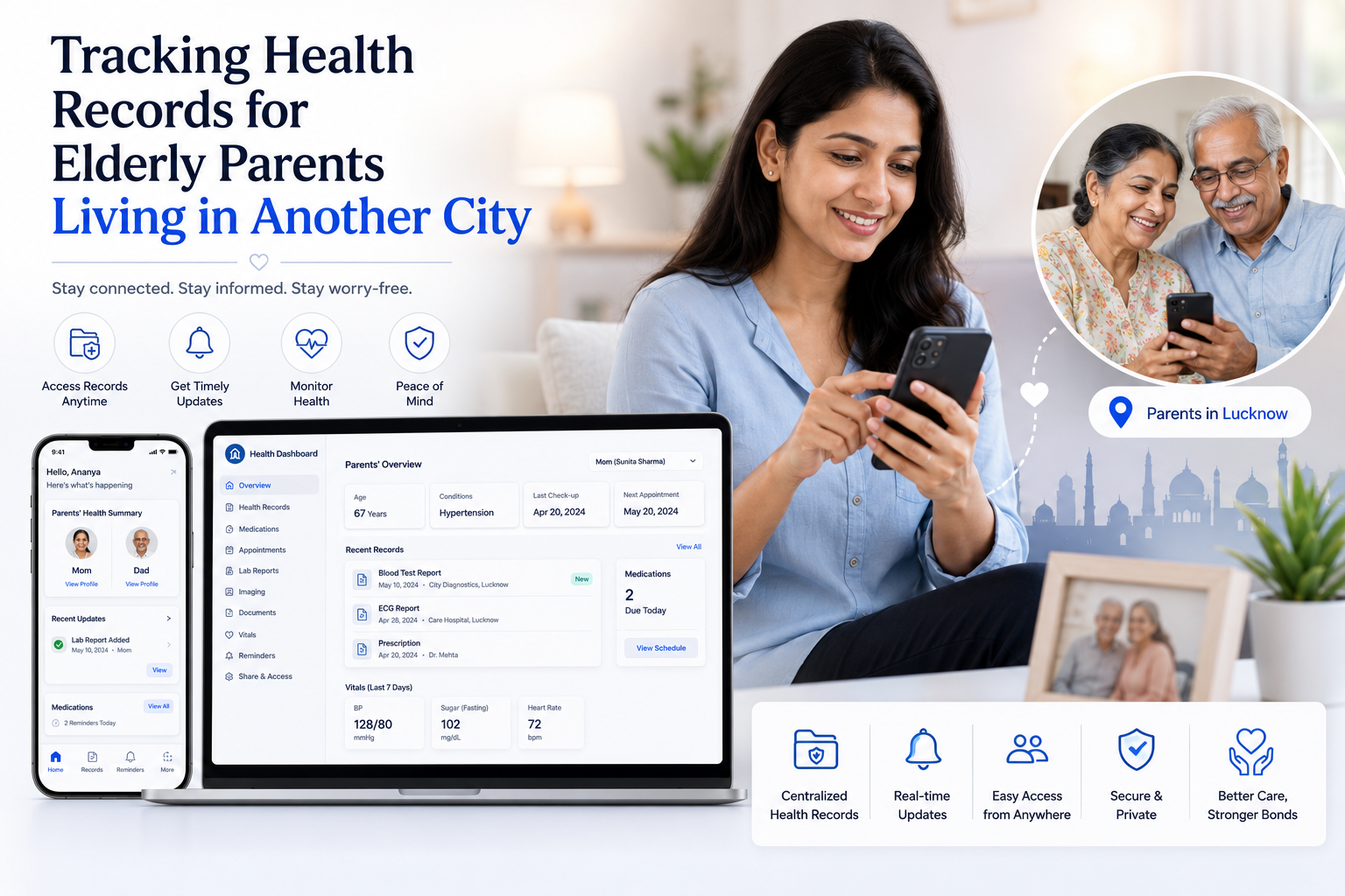 Tracking Health Records for Elderly Parents Living in Another City
